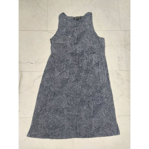 Athleta High Neck Santorini Sleeveless Dress Navy Print Sz L - Picture 6 of 10